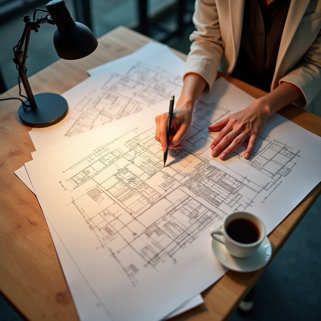 Pianificazione del layout interno di un negozio su carta